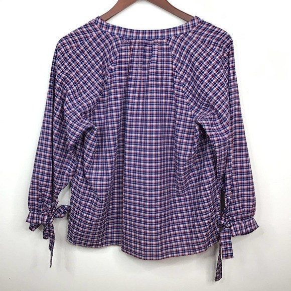 Madewell Tie Sleeve Popover Top Whitby Plaid - Picture 8 of 9